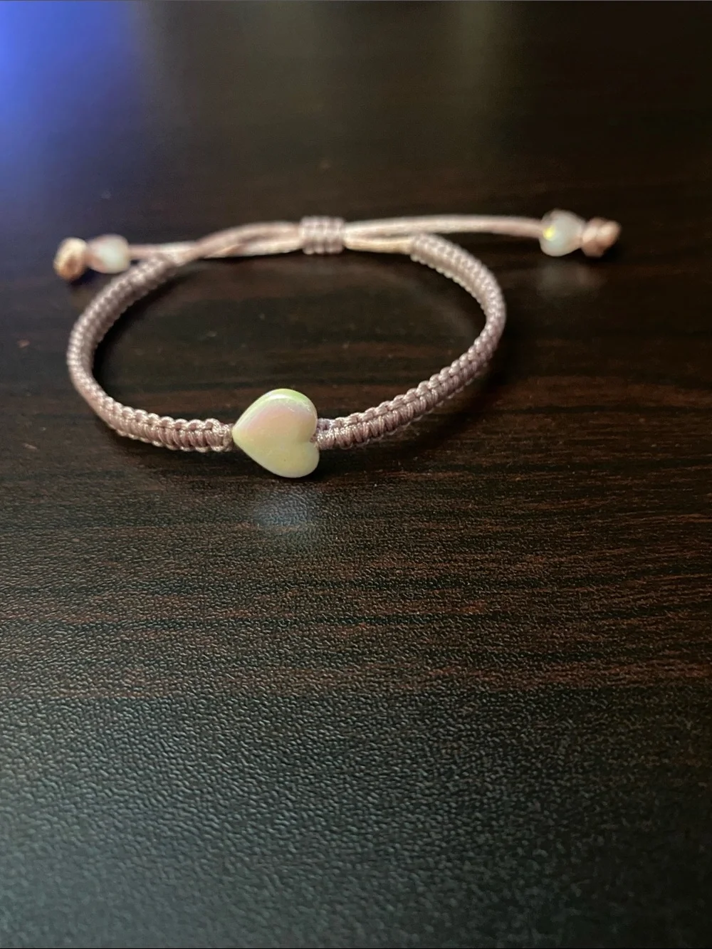Pink Heart Macramé Bracelet with Glossy Heart Charm